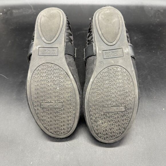 Michael Kors Strappy Zaza Ballet Flats Girls Size 2 Black Logo Designer - Picture 6 of 6